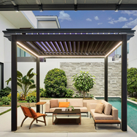 Auvent moderne en PVC Toscana, toit à lamelles en aluminium imperméable, LED, télécommande électrique, protection UV intelligente, balcon