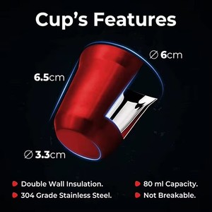 <span class=keywords><strong>Mug</strong></span> à espresso <span class=keywords><strong>isotherme</strong></span> à double paroi en acier inoxydable écologique Unisweet pour thé turc, café arabe, <span class=keywords><strong>Nespresso</strong></span>, lot de 2 - Product Image 3