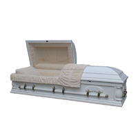 Ataúdes y Féretros Funerarios de Madera de Álamo, Terciopelo Color Caoba Oscura, Acabado Brillante, Manos Orando en las Esquinas