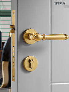 Chất Lượng Hàng Đầu Thương Hiệu Phong Cách Châu Âu Phòng Ngủ Cửa Xử Lý Ổ Khóa Với Móc Chìa Khóa Bằng Gỗ Cửa Khóa Tay Nắm Cửa Riêng Biệt Khóa Xử Lý - Product Image 2