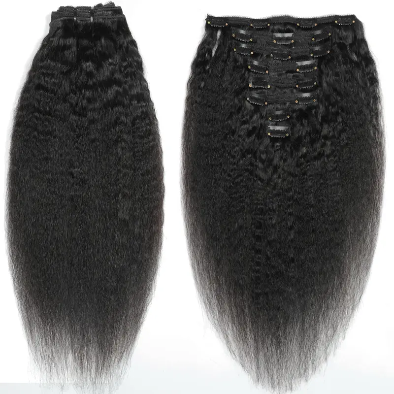 Wholesale Double Weft Clip In Hair Extensions 24 Inch Remy Double Drawn Lace Clip On Human Hair