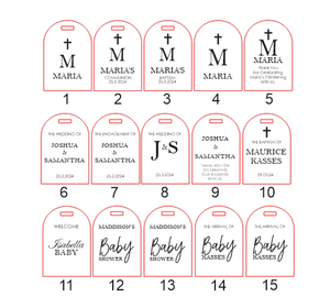 Etiqueta acrílica <span class=keywords><strong>de</strong></span> espejo dorado con forma <span class=keywords><strong>de</strong></span> arco grabado con texto láser personalizado para adaptarse a su <span class=keywords><strong>bautizo</strong></span> <span class=keywords><strong>de</strong></span> boda - Product Image 2