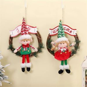 Adorable Adorno de Peluche Suave con Forma de Guirnalda de Duendes Navideños de 2 Piezas para Regalo de Invierno y Decoración de Pared del Hogar - Product Image 1