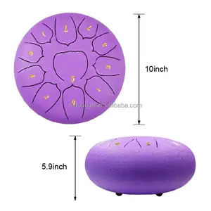 Factory Offer 10 Inch 25cm 11Note / Tongue Purple Handpan D Key Balmy Drum Steel Tongue Drum