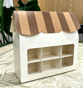 Boîte cadeau créative en forme de mini-maison avec fenêtre transparente pour <span class=keywords><strong>biscuits</strong></span> et bonbons, boîte souvenir en papier - Product Image 5