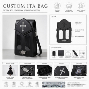 Custom Women's Ita Bag Forest Cartoon Fox PU Leather Crossbody Shoulder Bag With PVC <b>Window</b> 38x20x12cm Fashion Daily Use - Product Image 3
