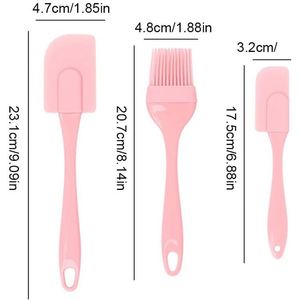Ensemble de 3 ustensiles de pâtisserie en silicone rose avec spatule et pinceau à pâtisserie - Product Image 2