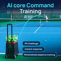 Máquina Lanzapelotas de Tenis con Control por Voz IA, Base con Ruedas y Barra de Arrastre, Programas de Entrenamiento Preestablecidos, para Entrenamiento de Habilidades en Clubes Profesionales