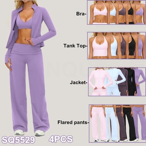 Nylon Spamdex 2 Piece Yoga Set Breathable Sportwear Suit Soft Women's High Waist Workout <b>Leggings</b> and Fitness Bra Gym Sets - Product Image 3