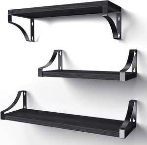 <span class=keywords><strong>Étagère</strong></span>s flottantes murales en <span class=keywords><strong>bois</strong></span> et <span class=keywords><strong>métal</strong></span>, à un seul niveau, multifonctionnelles, pour salle de bain, rangement mural, salon, <span class=keywords><strong>garage</strong></span>, armoire, épices et sacs - Product Image 1