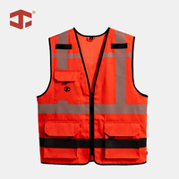 Gilet de travail fluorescent JIADE WorkPro en tissu sergé durable avec bandes réfléchissantes pour les travaux routiers et de construction