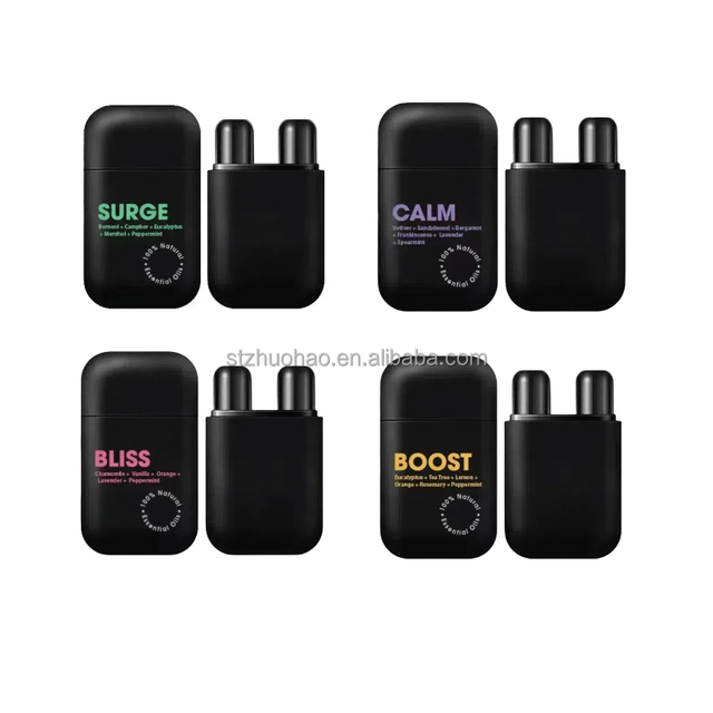 Double-end Black Color Plastic Nasal Inhaler Stick Custom Print Logo with Wicks