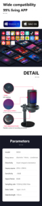 Microphone <span class=keywords><strong>de</strong></span> jeu ME6S Microphone USB RGB Live Capacitiv e <span class=keywords><strong>Blé</strong></span> <span class=keywords><strong>Chant</strong></span> Enregistrement Explosions transfrontalières - Product Image 5
