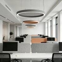 Lustre suspendu LED multi-anneaux en feutre PET à persiennes, insonorisant, en métal mixte, pour atrium et salon