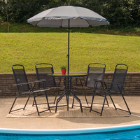 Ensemble de meubles de jardin en aluminium moulé, mobilier d'extérieur, avec chaises pliantes et Table en fer, noir, 158 pièces