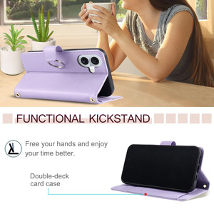 Casing kulit PU multifungsi, sarung HP kulit PU multifungsi untuk iPhone 17 Pro Max gaya belah ketupat dompet slot kartu dengan tali selempang - Product Image 4