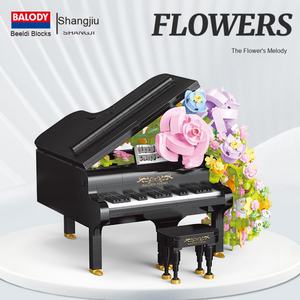 Ensemble de blocs de construction en plastique miniatures OEM, jouets d'assemblage DIY - Piano à fleurs, violon, cadeau pour filles, vente en gros - Product Image 2