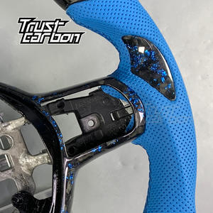 <span class=keywords><strong>พวงมาลัย</strong></span>คาร์บอนไฟเบอร์ฟอร์จแบบกำหนดเองสำหรับ Honda Civic รุ่นที่ 11 และ CR-V ปี 2021-2024 พร้อมหุ้มหนังเจาะรูสีน้ำเงิน - Product Image 4