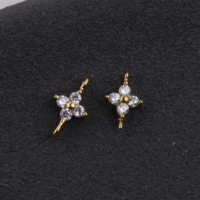 Charme exquis en or 14 carats plaqué zirconium, trèfle à quatre feuilles porte-bonheur, pendentif connecteur pour la fabrication de bracelets et de colliers DIY