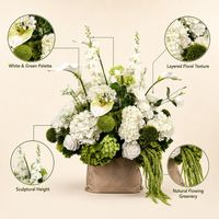Bouquet floral réaliste artificiel écologique vert et blanc pour allée de mariage, décoration d'événements, Saint-Valentin, Fête des Mères