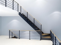 Escalier flottant cantilever moderne avec structure en acier dissimulée, haute capacité de charge, marches en bois, anti-rouille, pour intérieur et extérieur, à montantes ouvertes