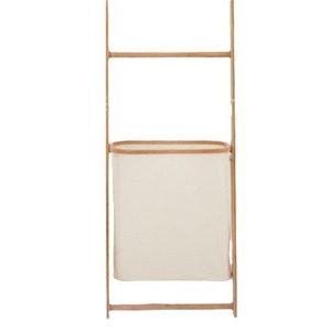 Bamboo Floor Standing Towel Rack With Laundry Basket Rectangle Multi Layer Storage <b>Shelf</b> For Bathroom <b>Bedroom</b> - Product Image 1