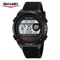 Skmei 2436 jam tangan tenaga surya Digital, arloji olahraga luar ruangan multifungsi dengan Stopwatch Alarm