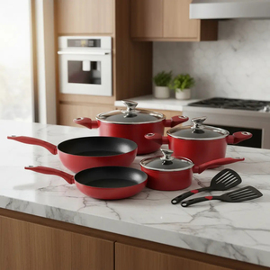 Modern Ceramic Marble Coated Pot Pan Silicone Glass Lids Bakelite Handles Non-Stick Forged Aluminum <b>Cookware</b> <b>Set</b> Gas <b>Induction</b> - Product Image 3