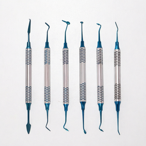 เครื่องมือผ่าตัดทางทันตกรรมแบบสองด้าน สีน้ำเงิน ด้ามจับแบบมีลาย สแตนเลสสตีล - Product Image 1