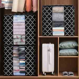 3Pcs Zippered Functional Storage Bag for Closet Bedding, Clothes, Blanket Organizers with Large Clear Window & Carry Handles - Product Image 4