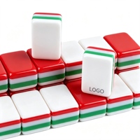 Juego de Mahjong Americano Rojo, Mini, Portátil, de Viaje, con Fichas Acrílicas de 4 Capas, para 4 Jugadores
