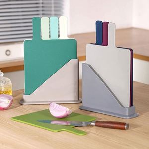 Four-Color Cutting Board Set Plastic Index Chopping Board with Handle for Kitchen <b>Square</b> Pattern Packaged in Box - Product Image 1
