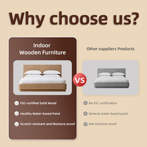 Cadre de <span class=keywords><strong>lit</strong></span> en <span class=keywords><strong>bois</strong></span> massif, taille double, design nordique moderne, lits en <span class=keywords><strong>bois</strong></span> avec support robuste, ensemble de meubles de chambre à coucher pour chambre principale - Product Image 3