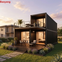 Maison conteneur moderne de 20 pieds ou 40 pieds à deux étages, petite villa de luxe préfabriquée, modulaire, mobile et déplaçable, avec structure en acier