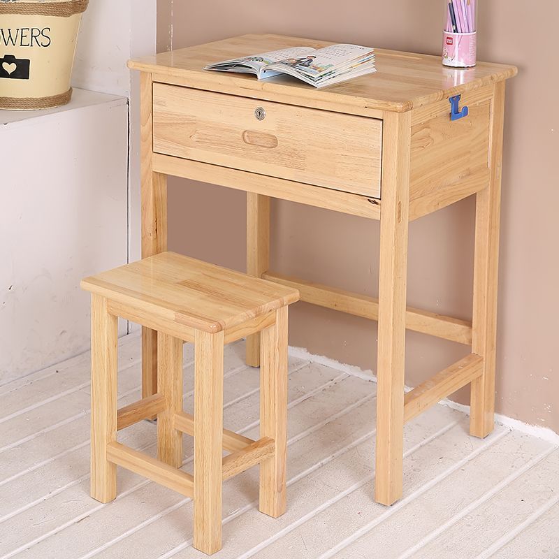 Table et tabourets en bois d'hévéa avec tiroirs