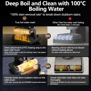 <span class=keywords><strong>Dreame</strong></span> H14 Double <span class=keywords><strong>laveur</strong></span> de sol 180 ° Couché à plat 5-en-1 Multi-usage Lavage à l'eau chaude Aspiration Vadrouille Balayage Humide Sec Aspirateur - Product Image 3