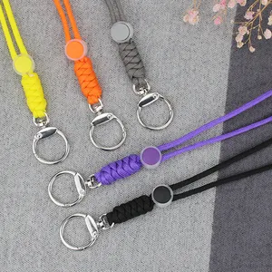 Kurzes Lanyard Schlüssel bund Polyester Custom Lan yards geflochtenes, schnell lösbares, gewebtes, verlust freies Paracode-Seil, Finger Loop Strap Lanyard