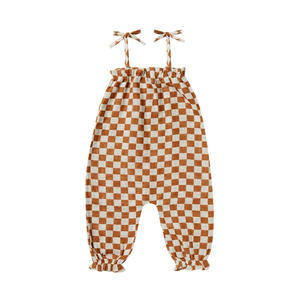 Vêtements d'été pour enfants Cotton And Linen Damier Series Boy And Girl Baby Shirts Overalls Vest Dress - Product Image 4