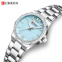 Montre pour femme CURREN 9103 en acier inoxydable, bracelet simple et élégant, boîtier rond, montre à quartz originale pour cadeau, pour femmes