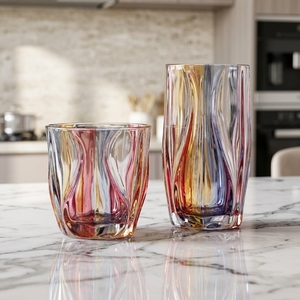 Tazza in vetro spesso dipinta a mano con <span class=keywords><strong>sgraffito</strong></span>, di design, per bevande fredde, uso domestico, ciotola per gelato, leggera - Product Image 6
