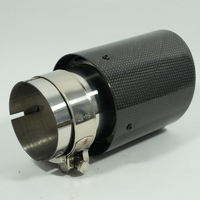 Embout d'échappement universel pour voiture en fibre de carbone + acier inoxydable, finition argent brillant