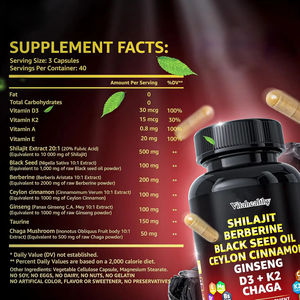 WELLBODY Berberine siyah tohum yağı kapsülleri Shilajit seylan tarçın Ginseng D3 + K2 Chaga yetişkinler için hamile kadınlar için değil - Product Image 3