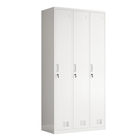 Casier en acier assemblé à 3 portes avec serrure à clé, armoire de rangement en métal pour salle de sport, école, chambre, atelier, bureau