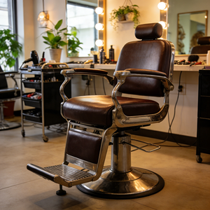 เก้าอี้ตัดผมบาร์เบอร์ยกเท้าได้ รุ่นใหม่ ทำจากสแตนเลส หุ้มหนังสังเคราะห์ สำหรับร้านเสริมสวย - Product Image 5