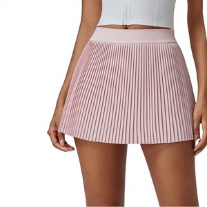 Jupe de sport unie pour femme, séchage rapide, respirante, 2-en-1, avec culotte intégrée, pour fitness, course à pied, marathon, plissée, été - Product Image 1