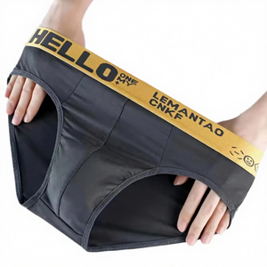 Slip da Uomo in <span class=keywords><strong>Cotone</strong></span> Traspirante con Logo Personalizzato, Design OEM/ODM, <span class=keywords><strong>Mutande</strong></span> a Vita Media per Uomo - Product Image 1