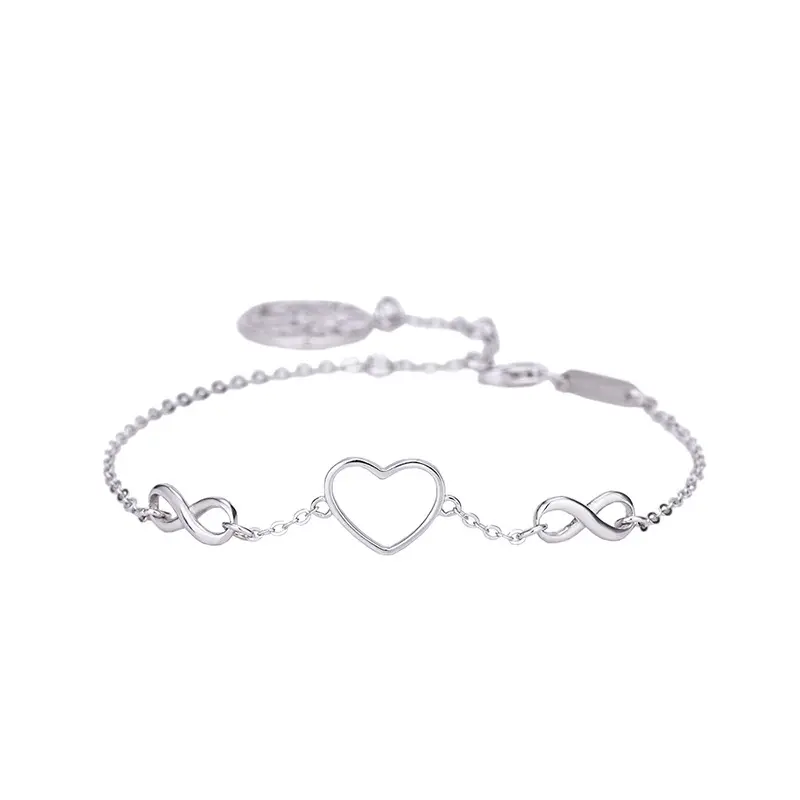 000004 Unieke Infinity Symbool 925 Sterling Zilver Blijvend Hart Vorm Boom Van Het Leven Bedelarmband