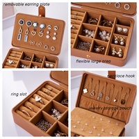 Nouvelle boîte de rangement à bijoux en cuir PU et velours, rectangulaire, étanche, à deux couches, avec gros boutons, personnalisable, avec logo, idéale comme coffret cadeau.