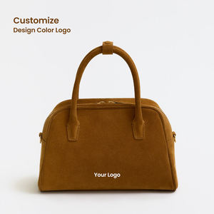 Borse da <span class=keywords><strong>Donna</strong></span> in Stile <span class=keywords><strong>Vintage</strong></span> Personalizzate con Logo, Borse Bowling Chic in Camoscio, Borse Boston alla Moda per Donne - Product Image 1