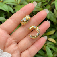 1 paire de clous d'oreilles en cuivre plaqué or 18 carats avec incrustation en forme de cœur rond géométrique style classique style vintage